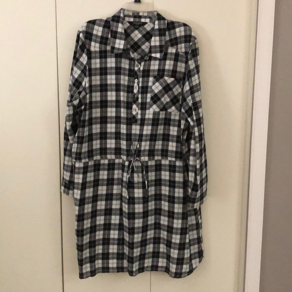 Black White Plaid Dress. Flannel. 3x